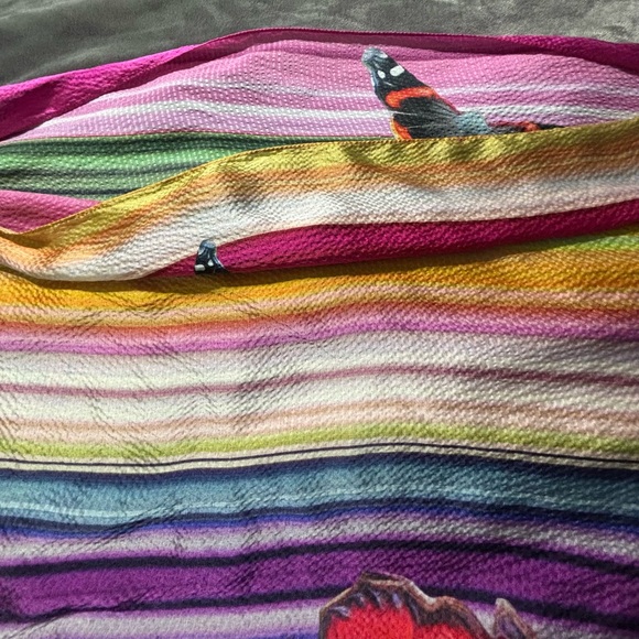 Ted Baker silk tube style cape/shawl with vibrant butterfly & floral print. - Picture 5 of 6